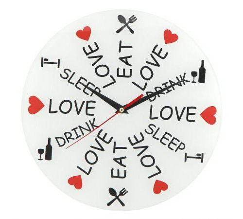 Настенные часы 'Love. Eat. Drink. Sleep'
