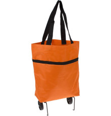 Хозяйственная складная сумка с выдвижными колесиками, оранжевая