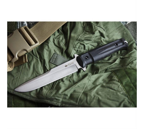 Нож Trident Aus-8 S100SW (Сатин100SW,черная рукоять,черные ножны)
